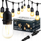 Girlanda Ogrodowa Świetlna 20M 40X Żarówka LED E27 + Przewód Wodoszczelna Sznur lamp na taras balkon altanę, kule 5 cm
