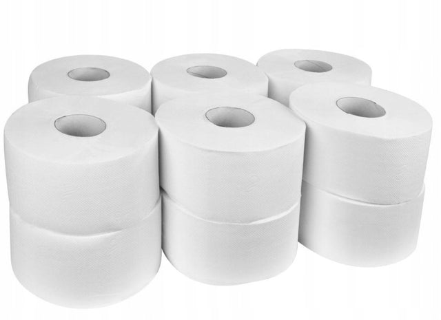 Papier Toaletowy Jumbo Biały Celuloza 2 Warstw Horeca 80m 400 listków 12Rol do sanitariatów, hoteli i lokali gastronomicznych, bezzapachowy