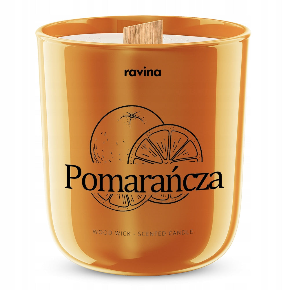 Świeca zapachowa sojowa Pomarańcza 175g Ravina świeczka do domu, drewniany knot, czas palenia do 50 h