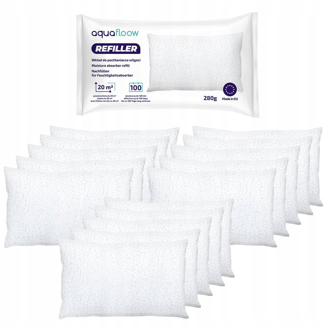 Wkłady do pochłaniacza wilgoci osuszacz powietrza AquaFloow 280g 15 szt bezzapachowe absorbery do łazienki i innych pomieszczeń