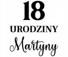 Naklejka napis 18 25 50 urodziny Imię 45x50cm na tablicę ściankę kolory dekoracja na przyjęcie, ozdoba na tło