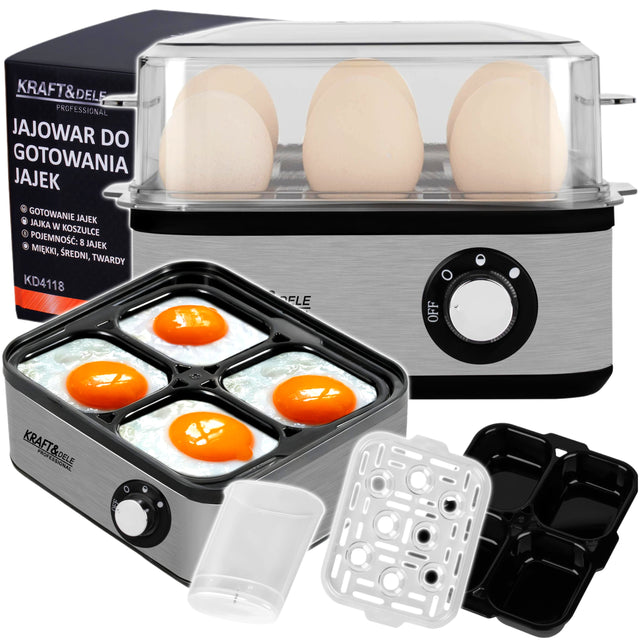 Kraft jajowar do gotowania jajek 8SZTUK twardo miękko średnio 500W KD4118 500 w czarny