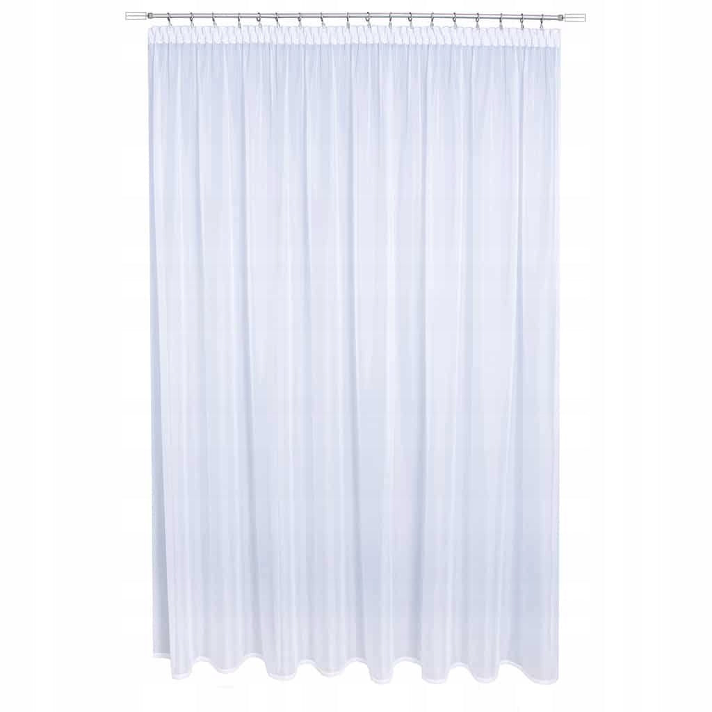 Firanka woal zasłony taśma żabki tunel 250x250cm biała gładka dekoracja okna, pojedynczy element wystroju wnętrza