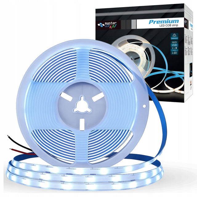 Taśma LED neon COB Linia 12V 6500K 50W 5m Rolka Pasek Zimny Nie Mruga do podświetlenia wnęk i mebli, elastyczne oświetlenie dekoracyjne