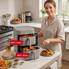 Frytkownica beztłuszczowa dwukomorowa pionowa panel boczny LED Air Fryer szary