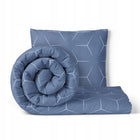Pościel 140x200cm, 70x80cm, 140g/m2, bawełna 100% : Milano Jeans komplet na łóżko, wzór geometryczny, niebieski, zamek