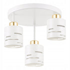 Lampa sufitowa wisząca Żyrandol PLAFON 3xE27 BIAŁA ZŁOTA glamour metalowa oprawa, trzy źródła światła, klosz 9 cm