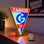 Podświetlany Herb Górnik Zabrze LED RGB 3D Lampka dekoracja USB pilot 22cm do pokoju kibica, prezent dla fana piłki