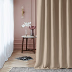 ROOM99 Zasłona zaciemniająca na taśmie 140x260 beżowa na żabki wave Laurel osłona okienna do sypialni i salonu, z