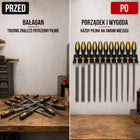 Organizer na Pilniki Wieszak Uchwyt Półka Warsztatowa Metal Czarny 40 cm PL do przechowywania narzędzi, montaż ścienny