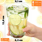 SZKLANKI 370ml DO NAPOJÓW SOKU ZESTAW SZKLANEK WYSOKIE GRUBE SZKŁO 6 szt drinków, koktajli, mycie w zmywarce