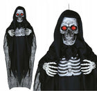 Interaktywny szkielet wiszący kościotrup 180cm światło dźwięk halloween figura kostucha, ozdoba na imprezę tematyczną