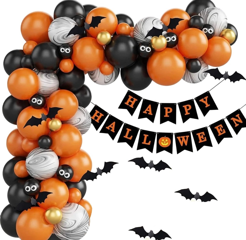 Balony Girlanda Baner Dekoracja Zestaw Ozdób na Halloween 88 ELEMENTÓW na imprezę, przyjęcie tematyczne, mix wzorów