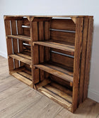 Drewniana skrzynka, opalany organizer z 2 półkami, 60x40x20 cm, styl loft pojemnik dekoracyjny do przechowywania