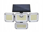 Lampa solarna LED 333 LED 4 panele pilot czujnik ruchu PIR panel zewnętrzny reflektor na podjazd garaż ogród 800 lm 8 w