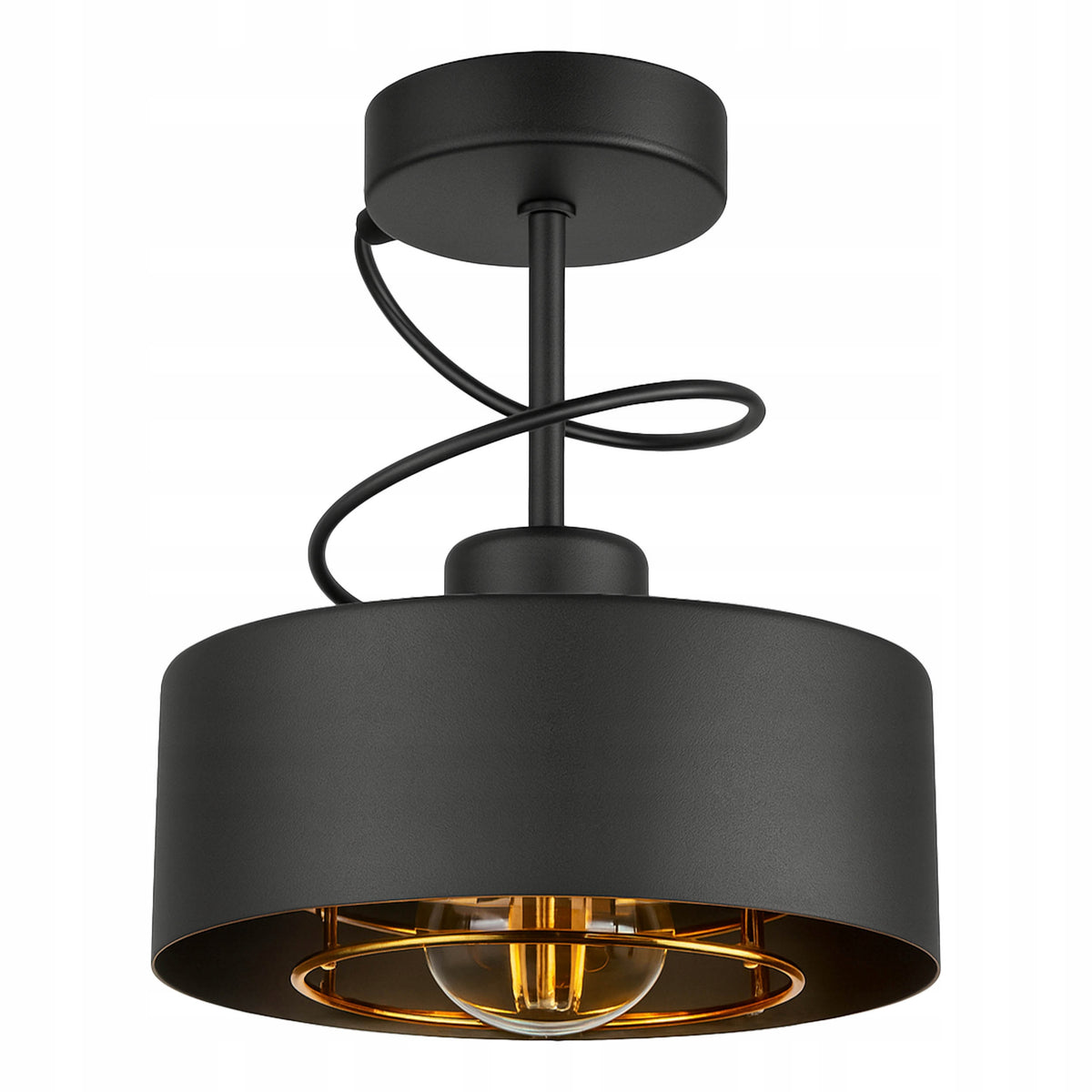 Lampa sufitowa LED Wisząca plafon żyrandol loft edison LED E27 cooper czarna metalowa oprawa oświetleniowa, 1 punkt