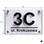 Tabliczka z numerem domu oznaczenie adresowe, szyld posesji, aluminiowa srebrna 32x21 cm, grubość 3 mm