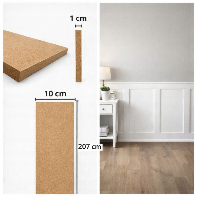 Boazeria angielska listwy do malowania DIY 207x10 cm - panele ścienne 3D lamperia MDF sztukateria dekoracyjna okładzina do wnętrz