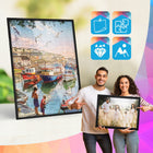 Ramka na zdjęcia 80 x 120 cm czarna, z naturalnego drewna rama fotograficzna, oprawa fotografii, dekoracja ścienna do