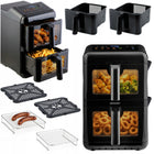 Frytkownica beztłuszczowa dwukomorowa pionowa 11,6l AIR fryer berdsen 3000W czarny