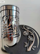 Znicz solarny paris C florencja srebrny LED 23 CM lampion na grób premium ozdoba nagrobna, lampka cmentarna, świeczka