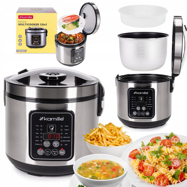 Multicooker elektryczny garnek szybkowar parowar 13 programów kamille do duszenia, pieczenia i gotowania na parze, 5 l, 700 w, podtrzymanie ciepła