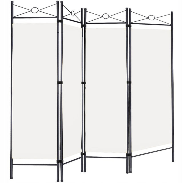 Metalowy kremowy parawan ścianka dzieląca zasłona przegroda pokojowa, osłona wnętrza, 4 skrzydła, 163 x 180 cm