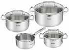 Zestaw garnków ze stali nierdzewnej TEFAL Duetto+ 7el G719S735 na indukcje srebrny stal nierdzewna