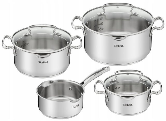Zestaw garnków ze stali nierdzewnej tefal Duetto+ 7el G719S735 na indukcje srebrny stal nierdzewna