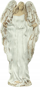 Figurka Anioł duży gloria Wyjątkowy Idealny Prezent Anielica wys-42 cm ozdoba ceramiczna do domu, biało-szara dekoracja