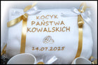 Prezent ślubny dla młodej pary na ślub kosz prezentowy KOC z haftem kubki upominek weselny nowożeńcy zestaw podarunkowy