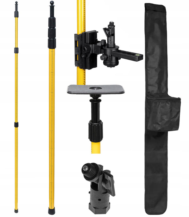 Statyw rozporowy tyczka do lasera poziomicy 285 CM +adapter do skosów deko podpora montażowa do niwelatora, do prac remontowych
