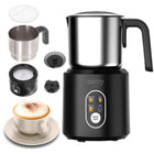 Spieniacz do mleka elektryczny podgrzewacz kawy pianka latte 350ml 4 tryby czarny dzbanek 1000 w zasilanie sieciowe