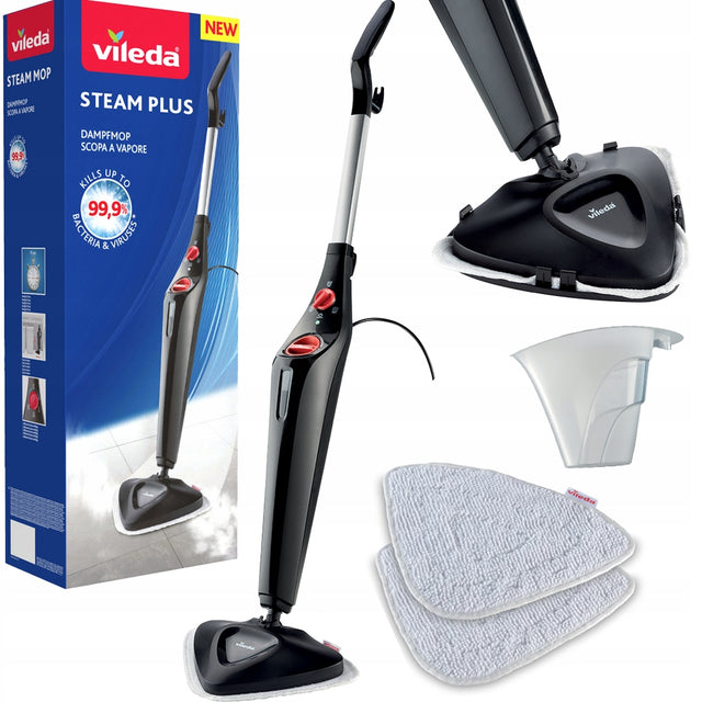Vileda Mop Parowy Steam Plus elektryczny 3.0 DWA wkłady myjka do podłóg, czyszczenie parą, zbiornik 400 ml, nagrzewanie w 15 s