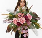 Wiązanka + bukiet na grób Naturalna elegancka kompozycja nagrobna jak żywa sztuczne kwiaty na cmentarz na pomnik 90 cm