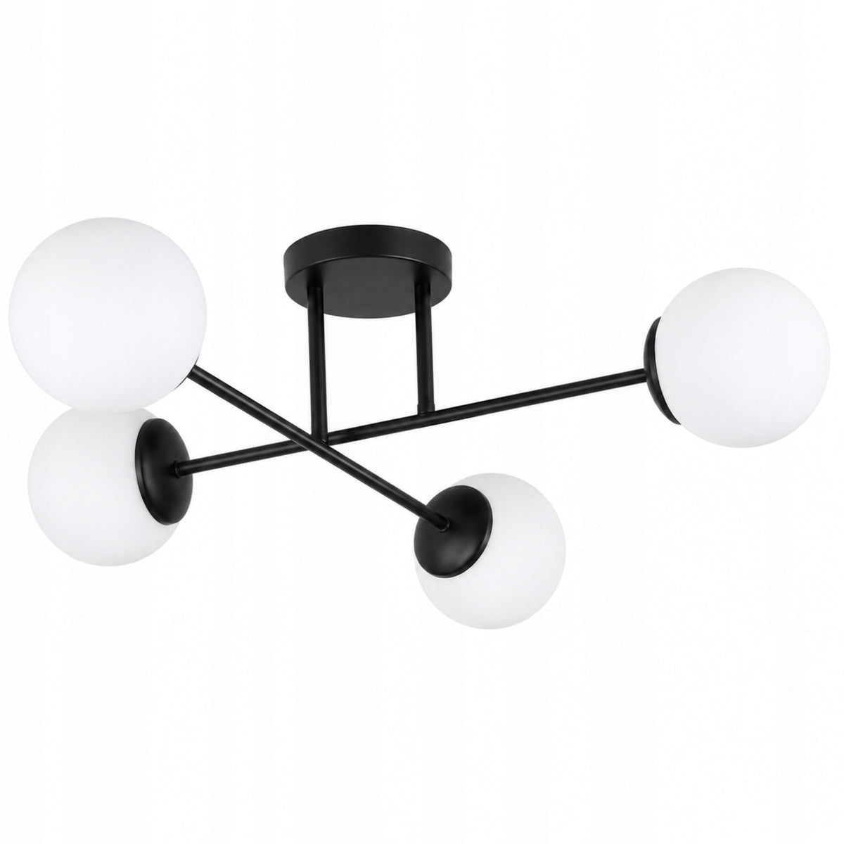 LAMPA WISZĄCA SUFITOWA ŻYRANDOL KULE czarna NOWOCZESNA Led mleczna oprawa oświetleniowa 4-punktowa metalowa gwint E27