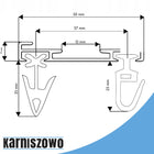 Karnisz szyna sufitowa aluminiowa podwójna z osłoną 200 cm żabka/agrafka prowadnica do firan i zasłon, dwutorowa
