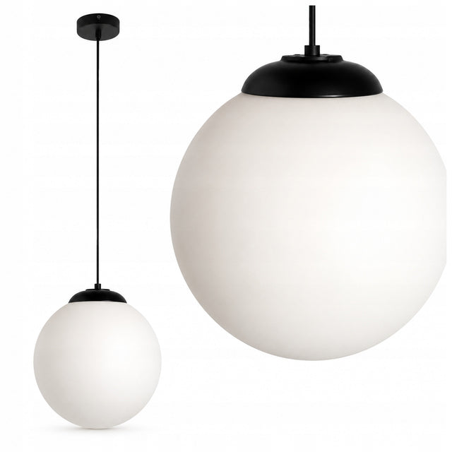 Lampa wisząca zwis żyrandol sufitowy loft szklany klosz kula na 1 LED E27 czarno-biała oprawa do salonu jadalni kuchni 60 w