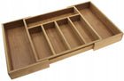 Wkład szuflady bambusowy organizer Sztućce 1218 pojemnik na noże, widelce i łyżki, 7 przegródek, biały, 43 × 31,5 cm
