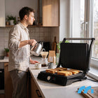 Grill elektryczny opiekacz toster do kanapek panini rozkładany mocny 2200W nominalna czarny