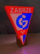 Podświetlany Herb Górnik Zabrze LED RGB 3D Lampka dekoracja USB pilot 22cm do pokoju kibica, prezent dla fana piłki
