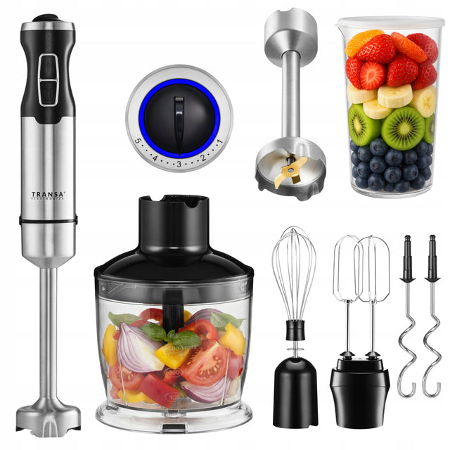 Blender ręczny wielofunkcyjny 5 poziomów tryb turbo zestaw 5w1 mocny 1800W