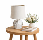 NOWOCZESNA LAMPKA NOCNA STOŁOWA OKRĄGŁA CERAMICZNA DO SALONU SYPIALNI nocna, stołowa beżowy
