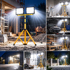 Halogen LED 2x100W naświetlacz budowlany lampa robocza na statywie IP66 reflektor warsztatowy, oświetlenie placu