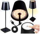 LAMPA LAMPKA LED NOCNA STOŁOWA BIURKOWA USB AKUMULATOR BEZPRZEWODOWA CZARNA oświetlenie metalowe do sypialni i salonu