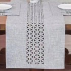 Bieżnik Dekoracyjny szary Ażurowy na Stół Elegancki Obrus Święta 180x35 cm serweta poliestrowa do jadalni
