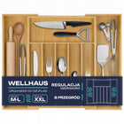 Wkład do szuflady 55 CM rozsuwany na sztućce duży bambusowy drewno wellhaus organizer kuchenny, widelce, noże, łyżki, 8