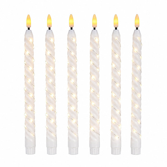 6X świeczka elektryczna świece LED długie 27,5cm efekt płomienia 1SW10 wkład do znicza, lampka nagrobna, na cmentarz, ponad 75 h świecenia
