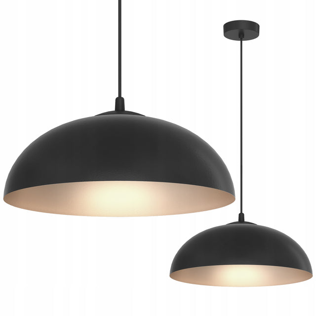 Lampa wisząca misa czarna sufitowa żyrandol glamour loft do salonu kuchni oprawa E27 1 punkt światła z tworzywa, wysokość 75 cm, 60 w