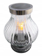 Duży znicz solarny szklany LAMPA LED lampion 28cm na grób oświetlenie nagrobne, dekoracja cmentarna, lampka zasilana
